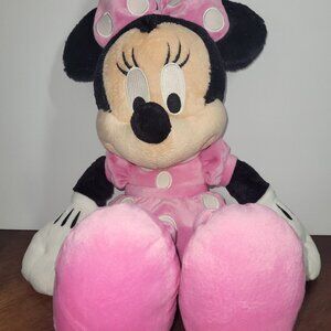 Disney Parks 18 Inch Minnie Mouse Plush Doll Pink/White Polka Dot Dress